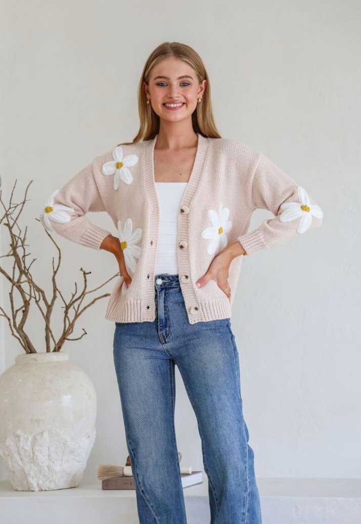 BLOOM - BLUSH Cropped Knit Cardi