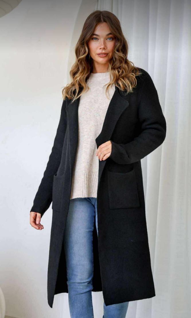 CAMDEN - BLACK long cardigan
