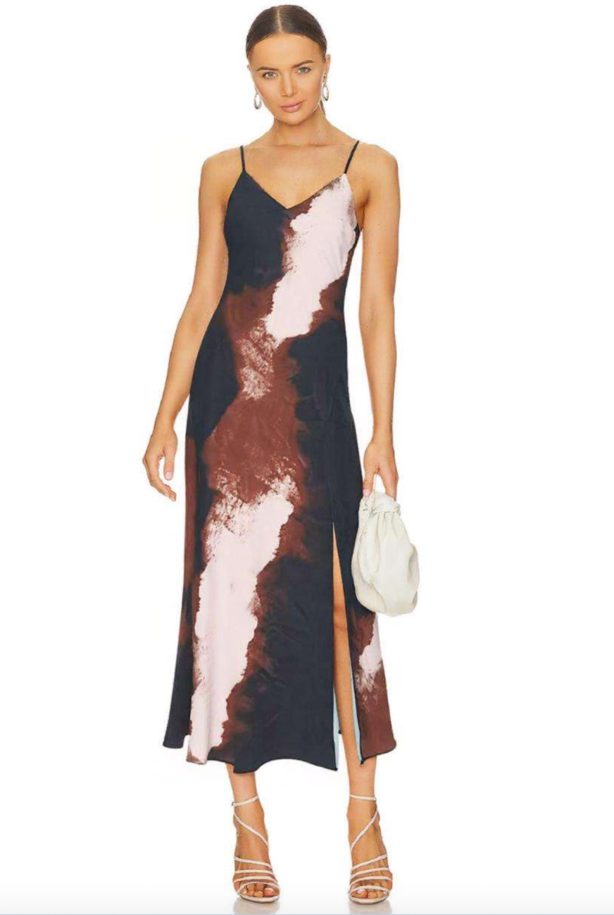 ELENI (pre order END of Oct) - BLACK with pink/brown swirl dress