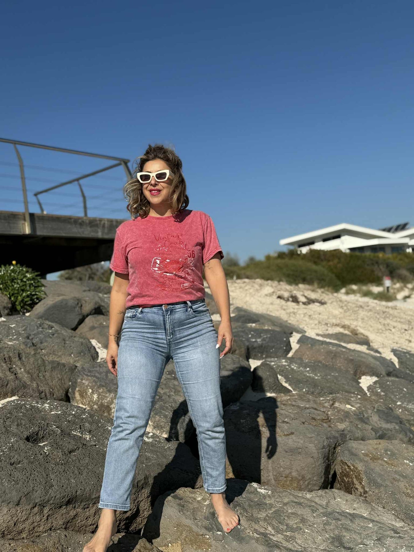 PRE ORDER EARLY SEPTEMBER - MARGO - WATERMELON acid wash tee