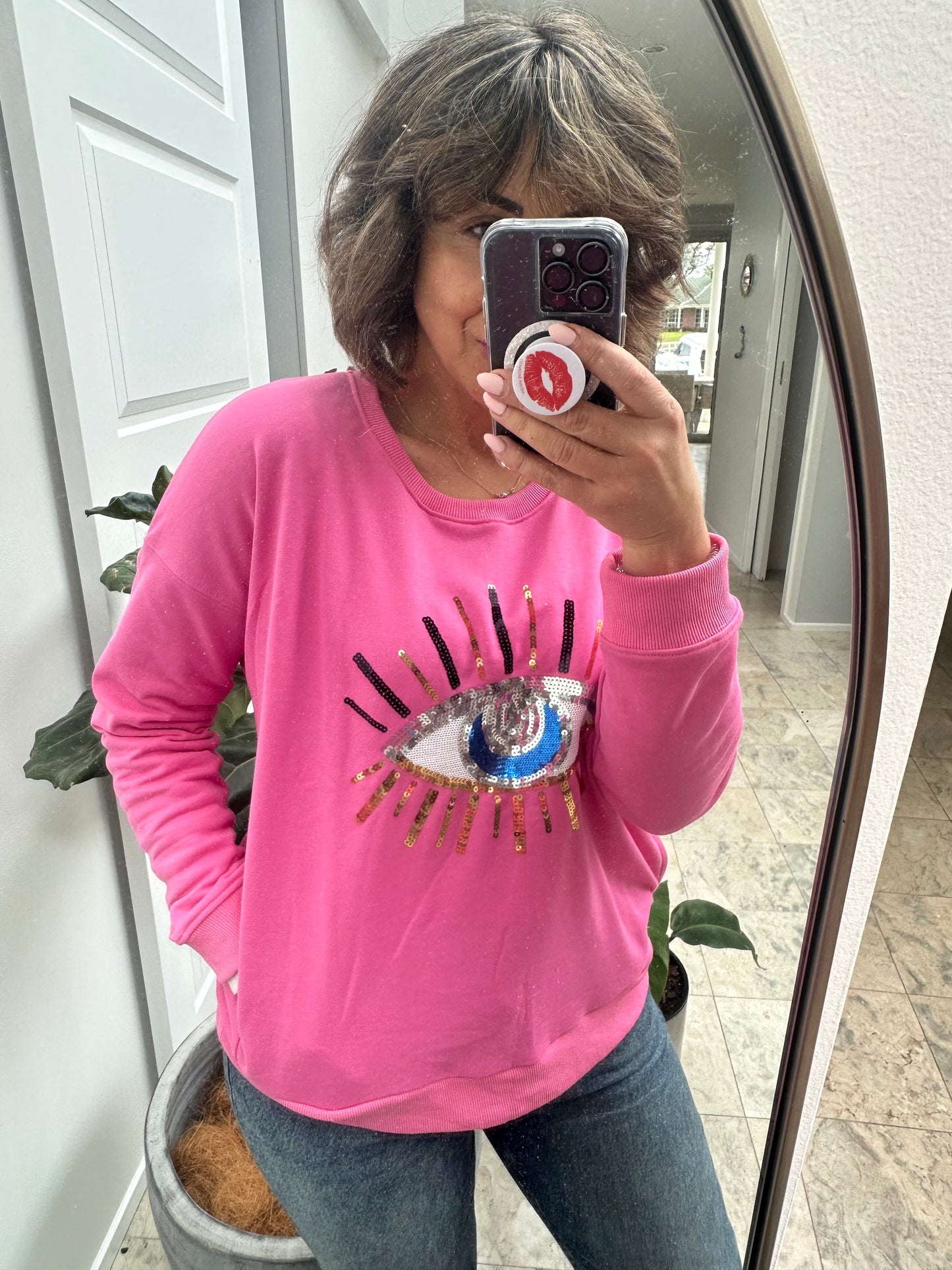 EYE ON YOU SWEATER- PINK
