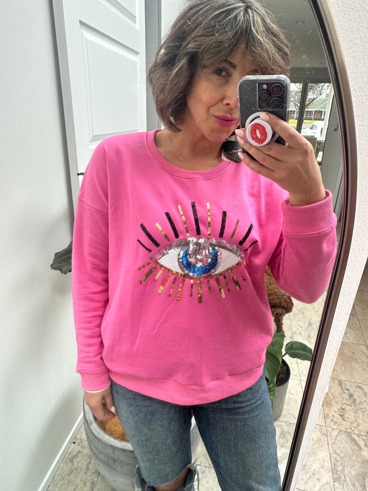 EYE ON YOU SWEATER- PINK
