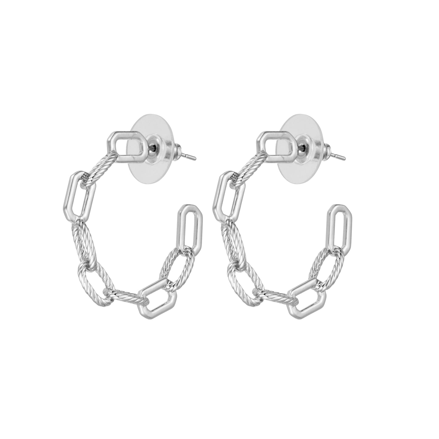 ELLA Silver oblong link hoop