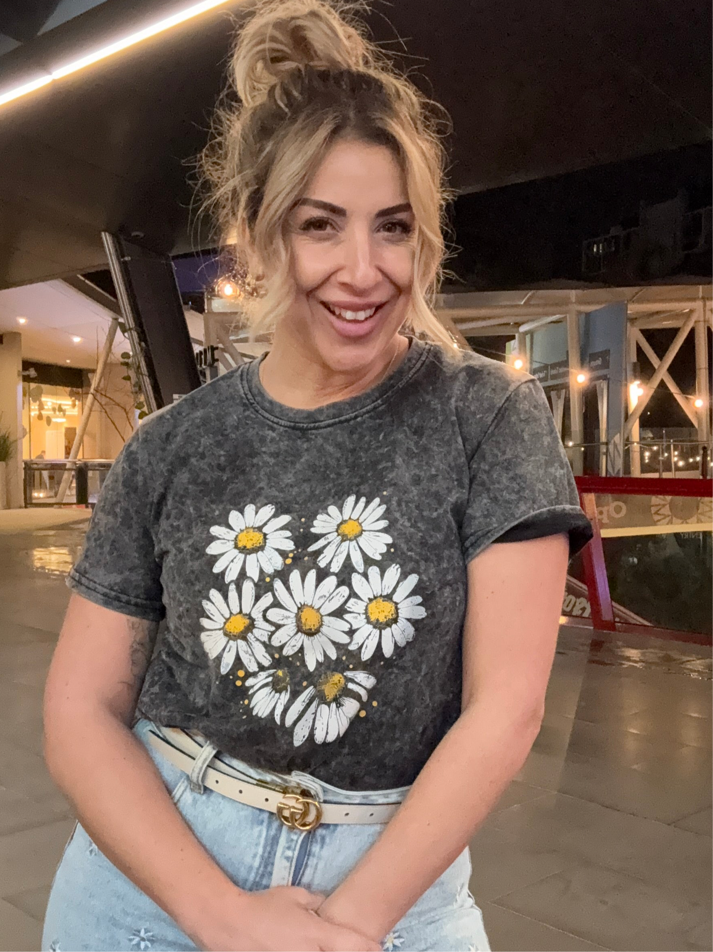 BLOOM - CHARCOAL acid wash print tee