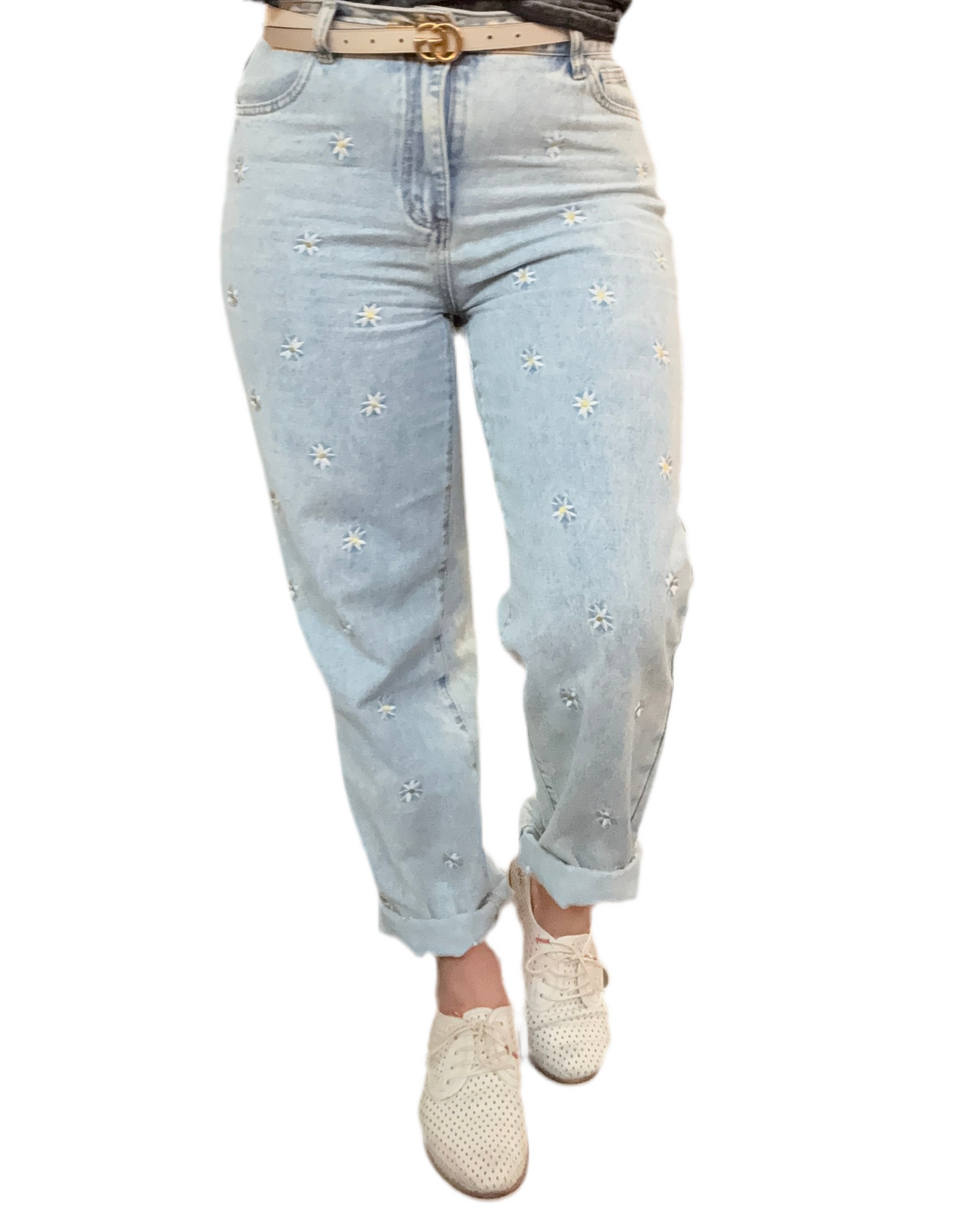 DAISY - BLUE denim with floral embroidery