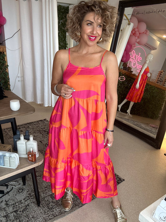 SUNSHINE - hot pink and orange dress