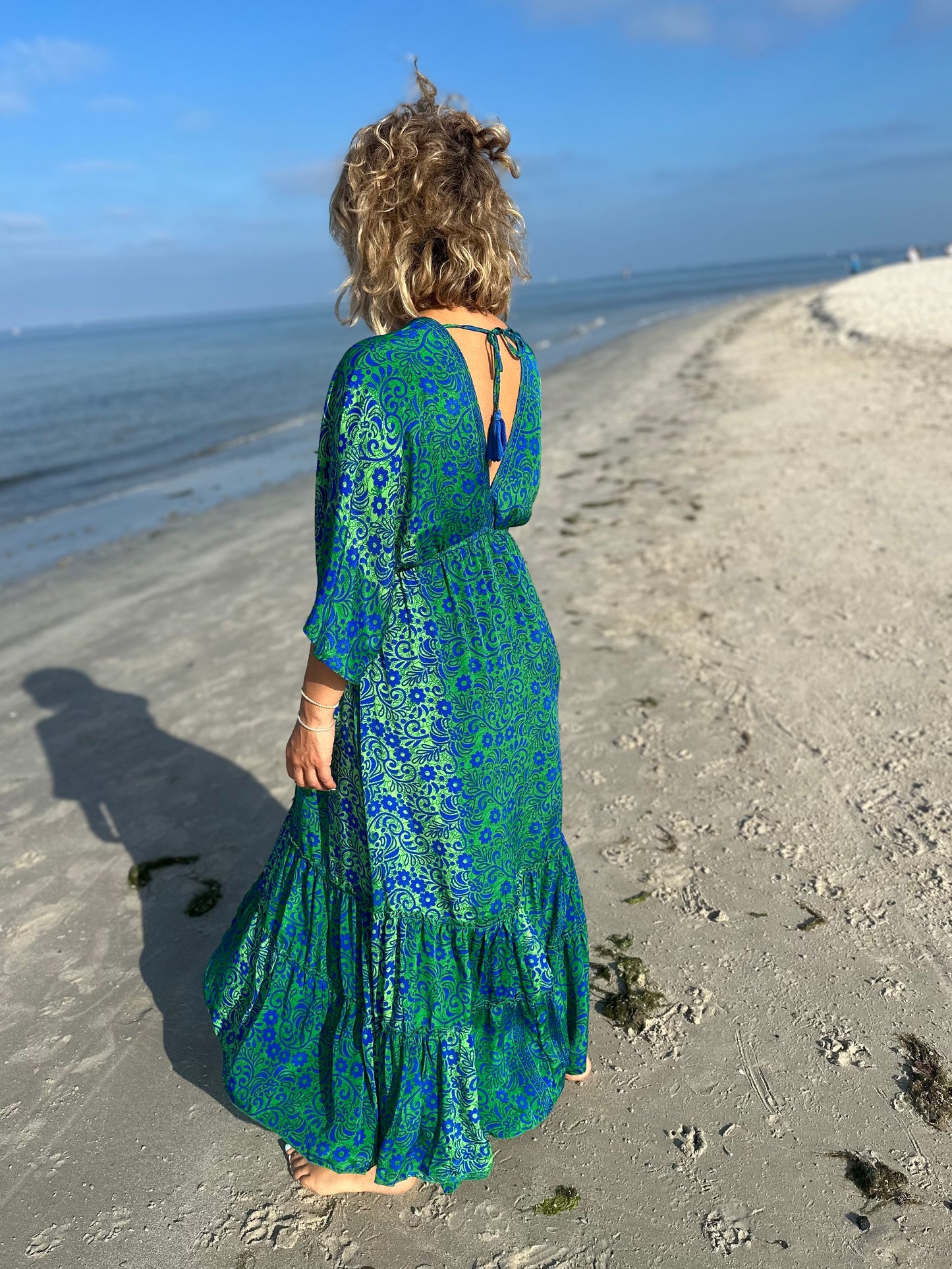 DAISY - green & blue boho maxi Dress