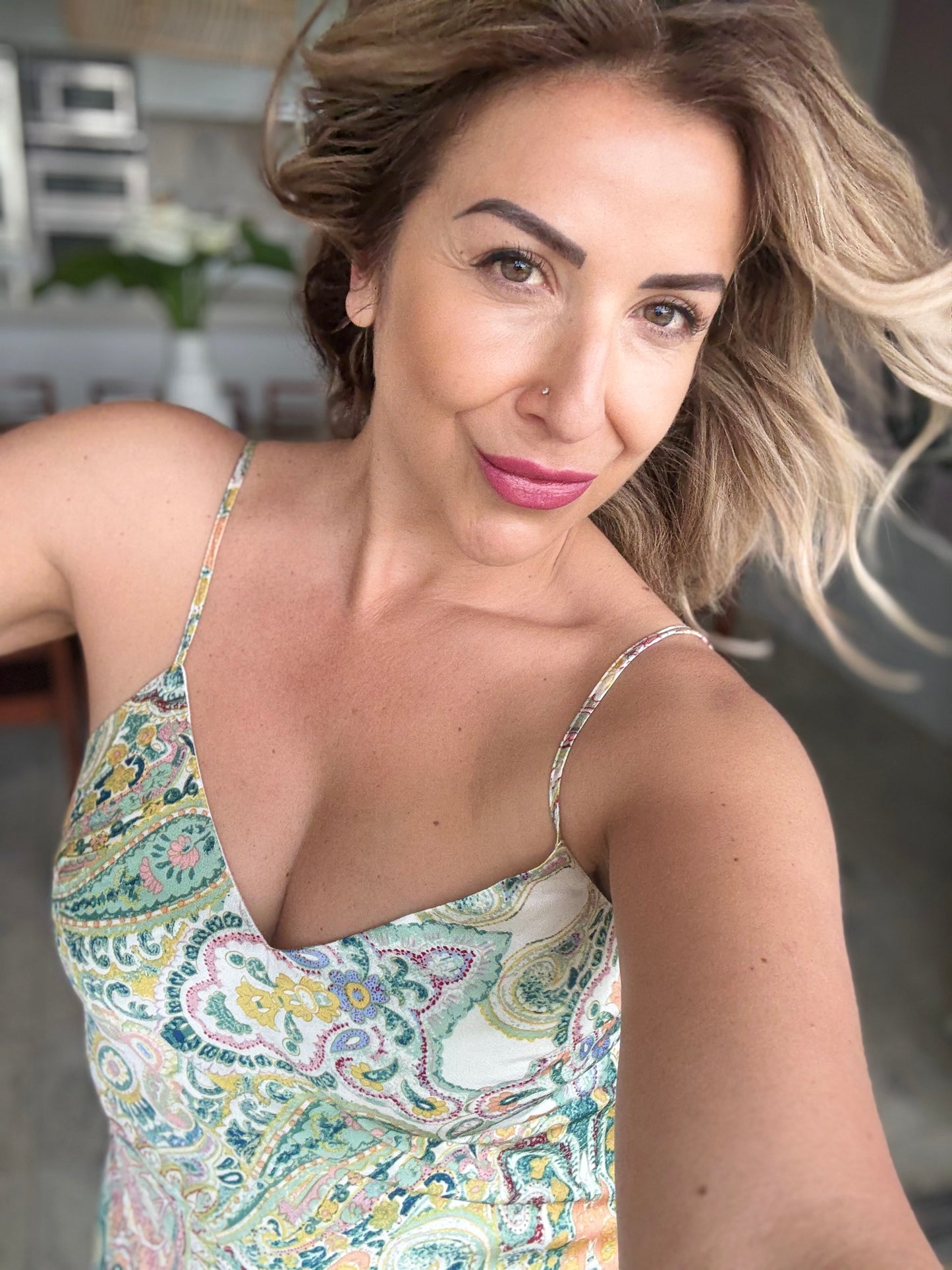 ELENI - GREEN with paisley print dress