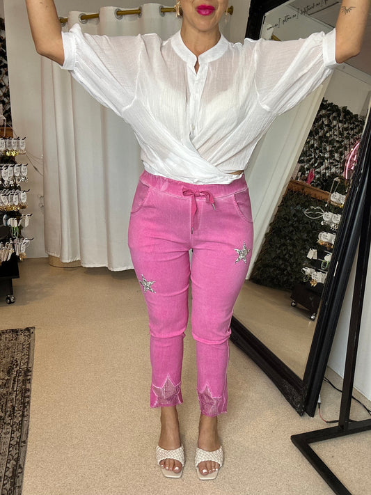 PRE ORDER - DYLAN - Fuchsia Star detail pants