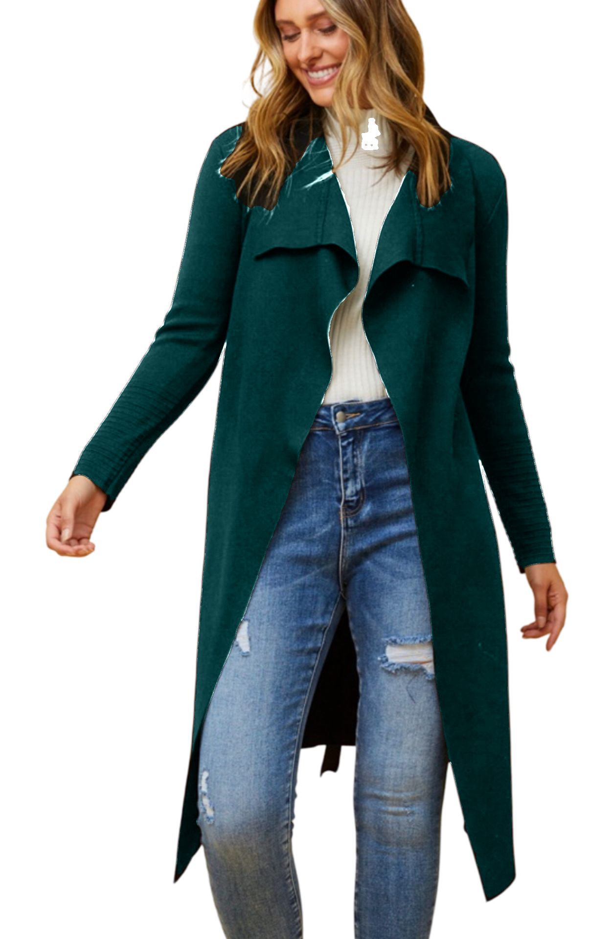 STELLA - JADE GREEN waterfall knit cardigan