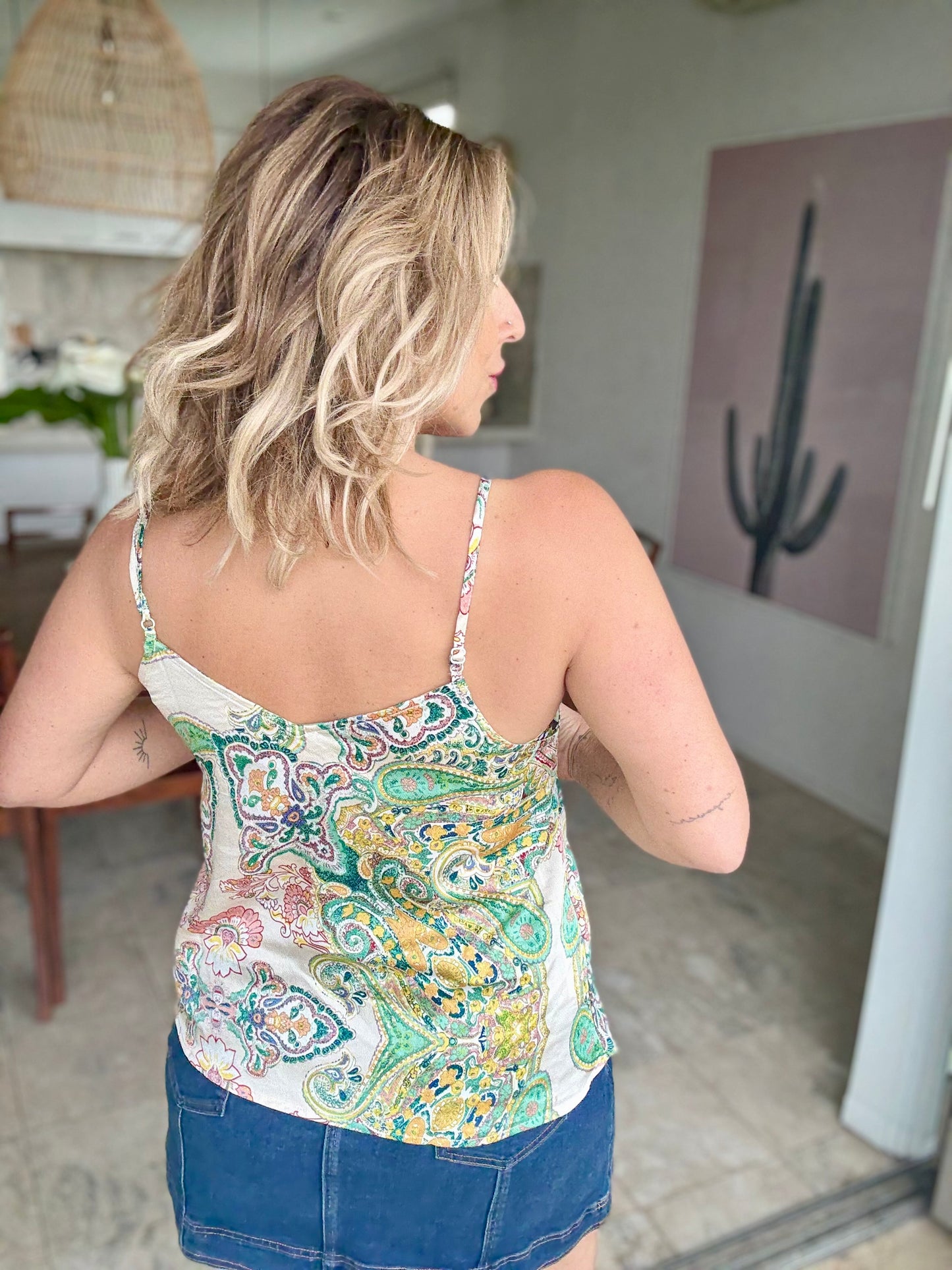 EVA - GREEN with paisley print cami top