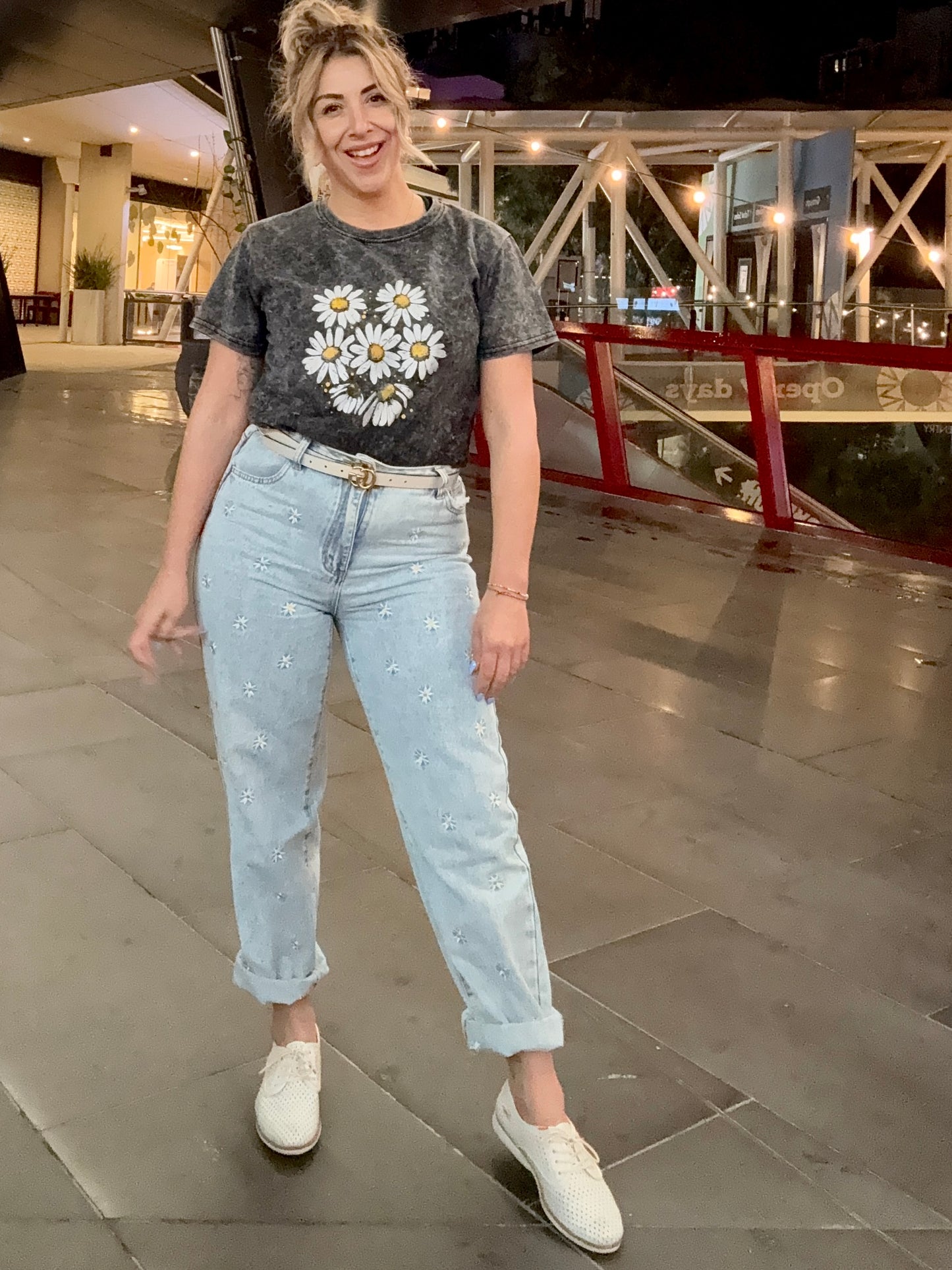 BLOOM - CHARCOAL acid wash print tee