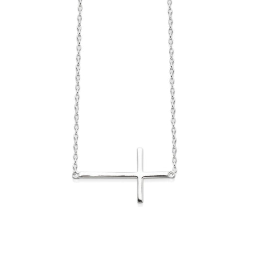 MARY - Sterling silver SILVER side cross necklace