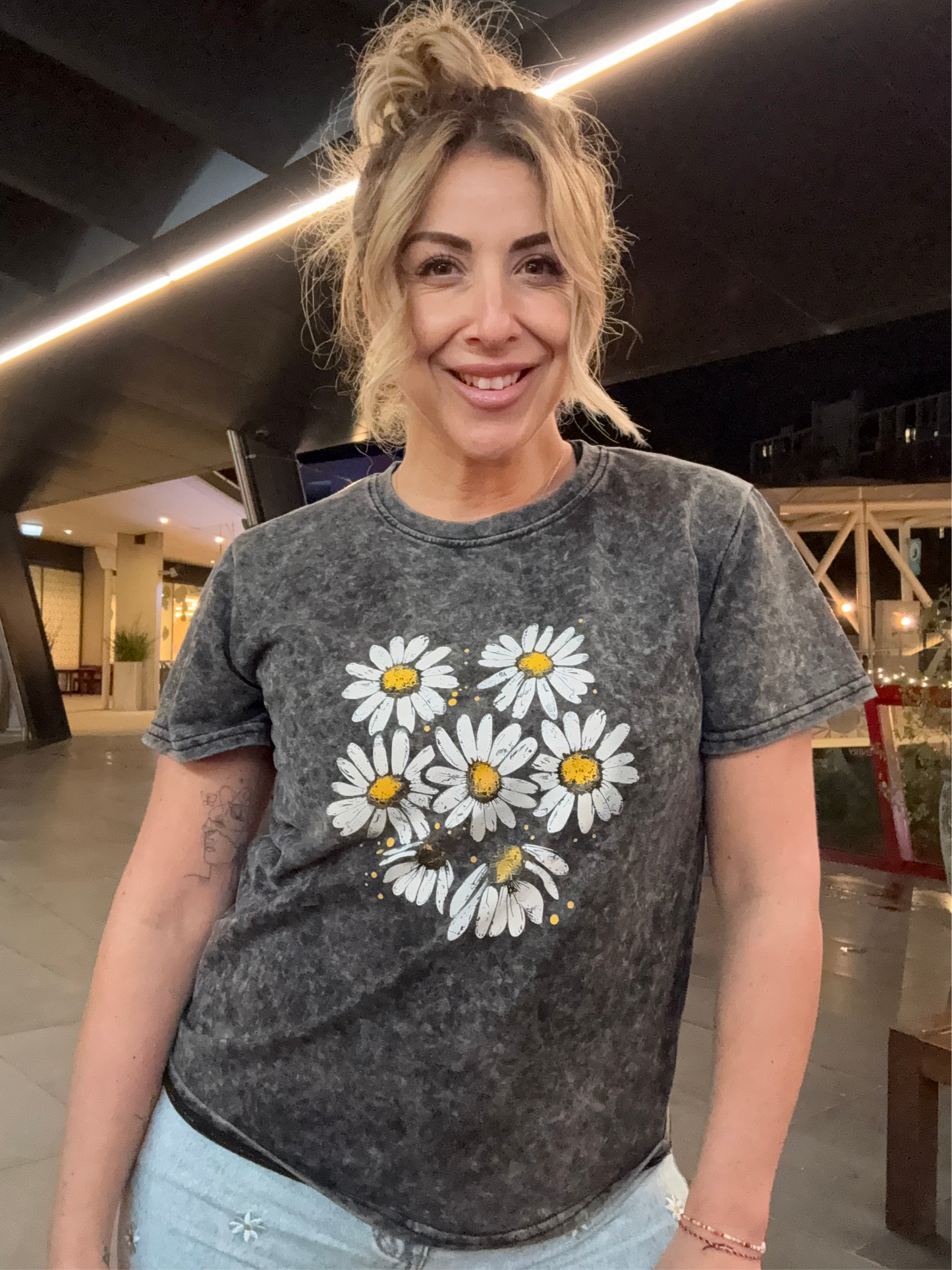 BLOOM - CHARCOAL acid wash print tee