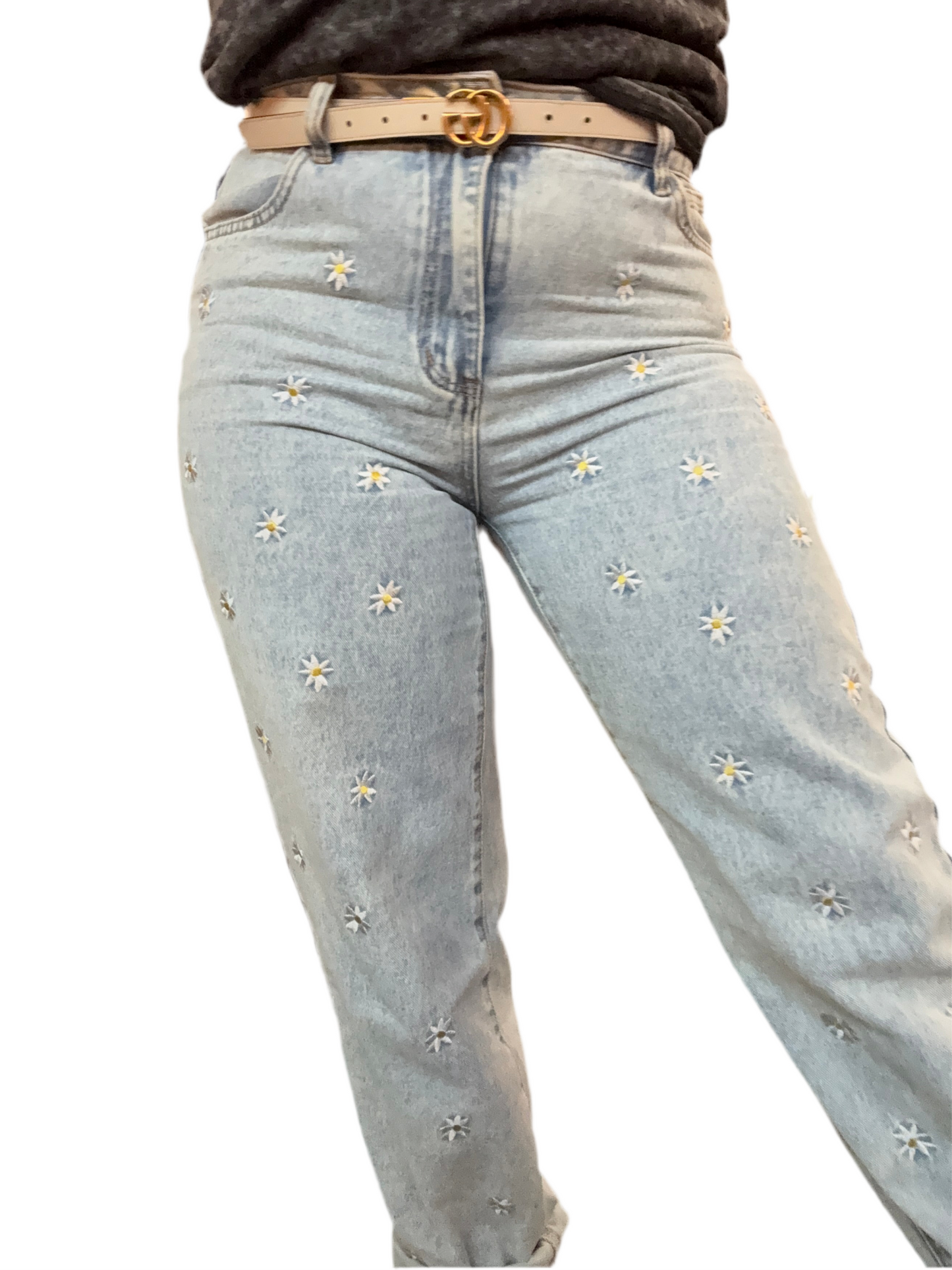 DAISY - BLUE denim with floral embroidery