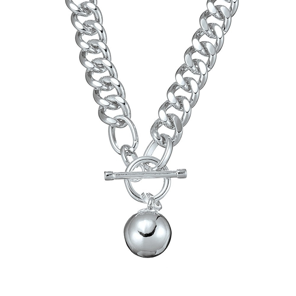 HENDRIX silver chunky chain necklace with ball & T bar