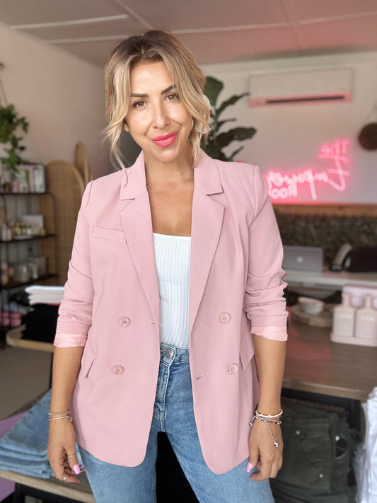 MS LONDON pink double breasted blazer