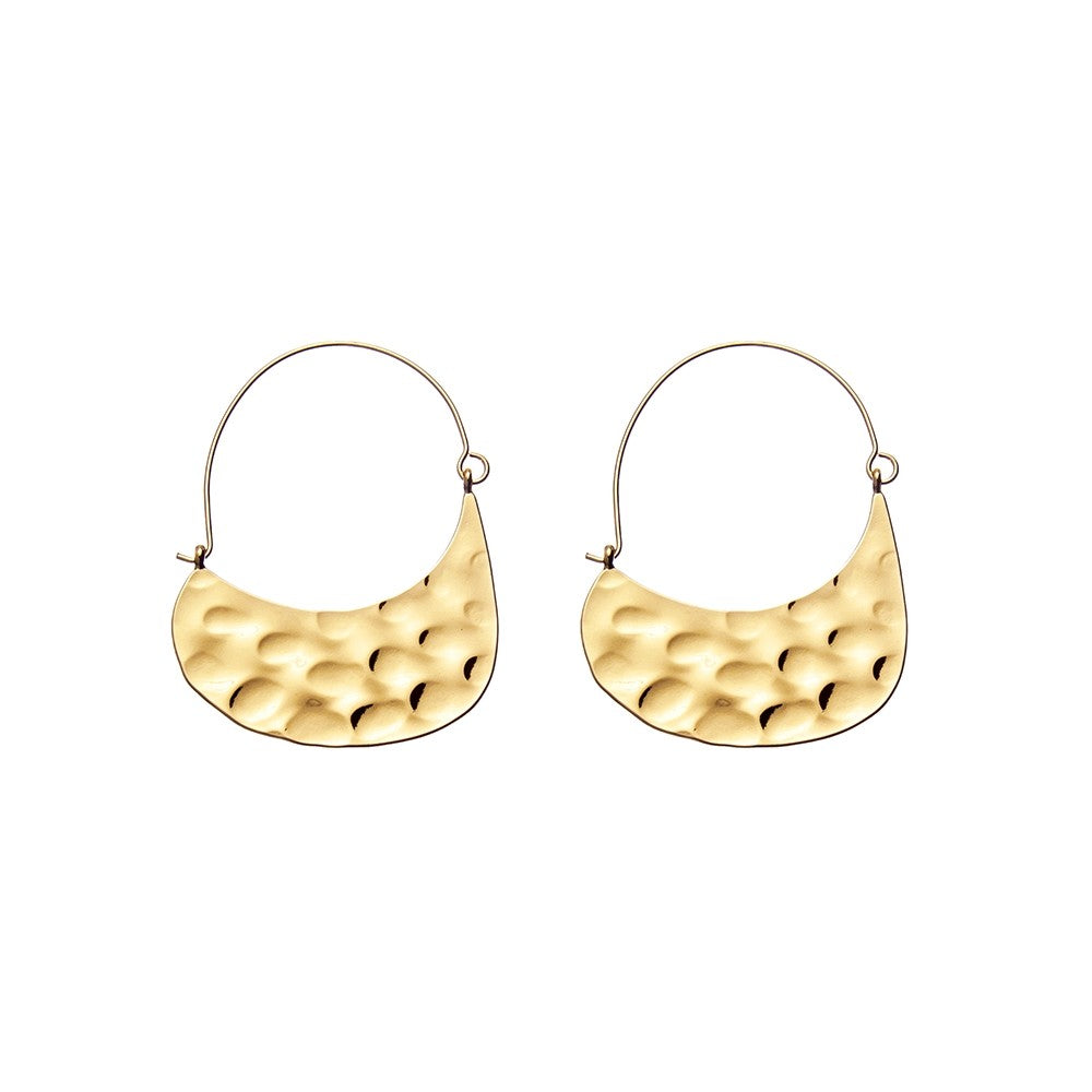 MIRA gold mixed metal hammered hoop earrings