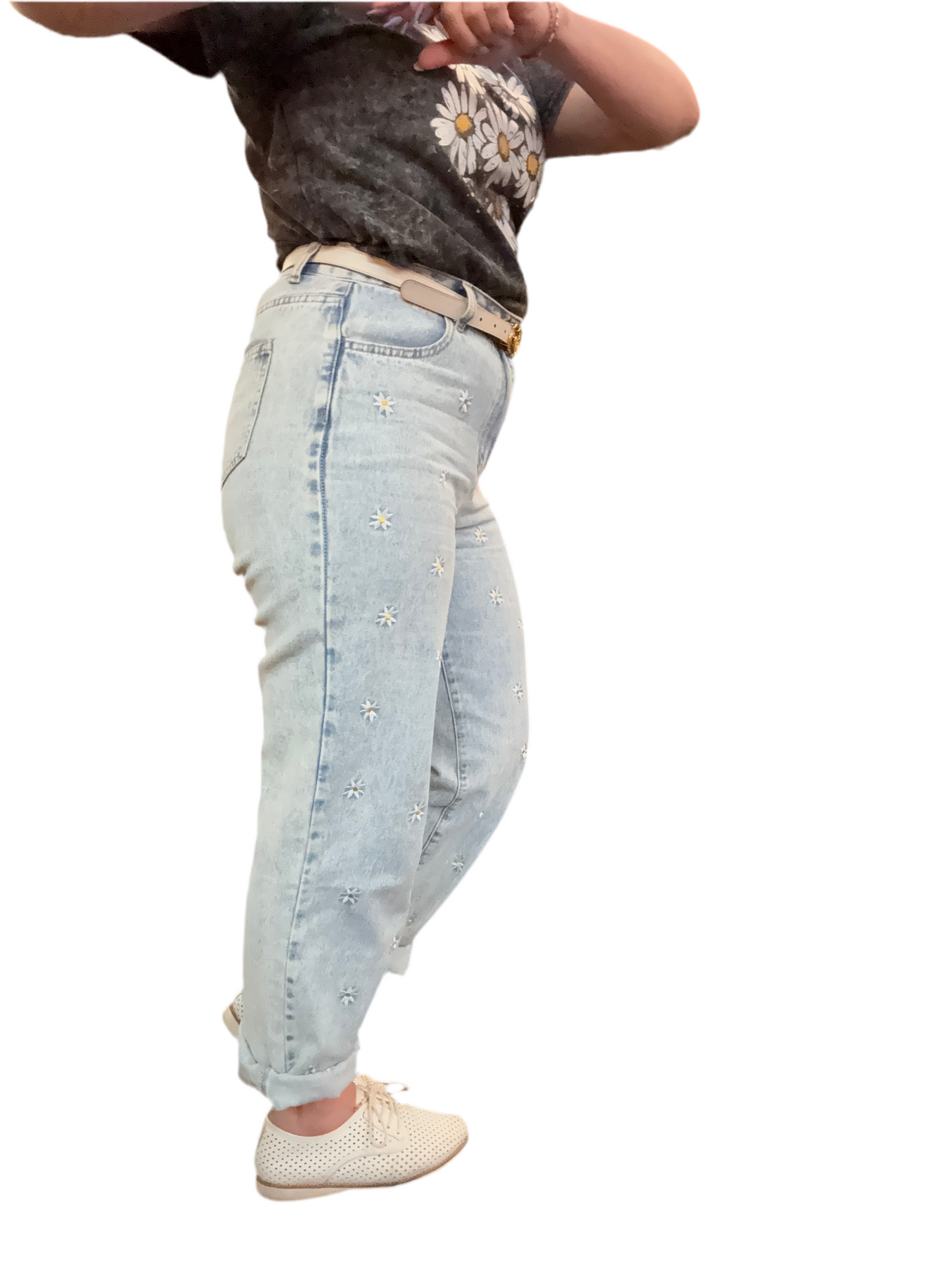 DAISY - BLUE denim with floral embroidery