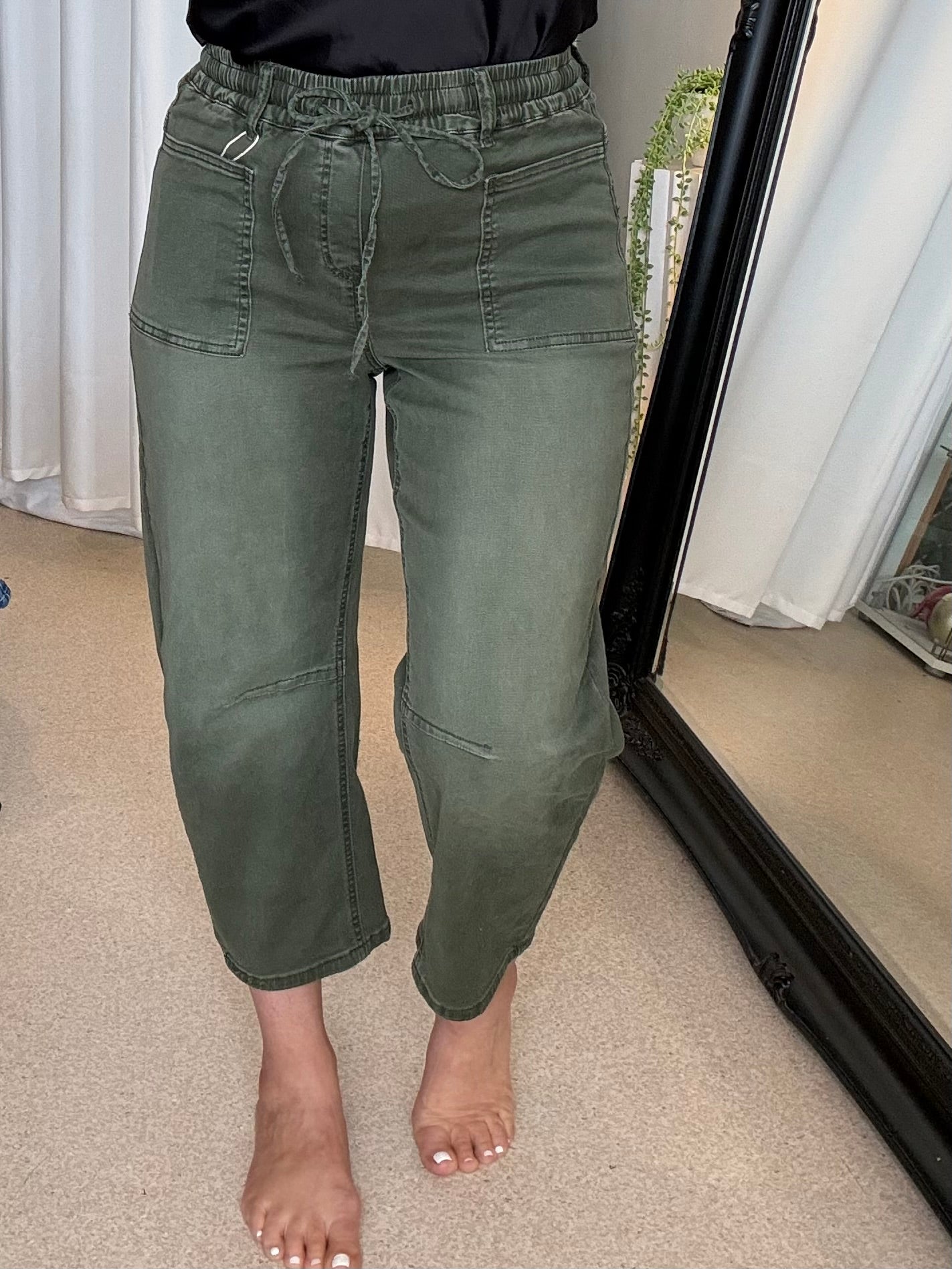 BARREL BABES (PRE ORDER MID NOVEMBER) - KHAKI cropped denim jean