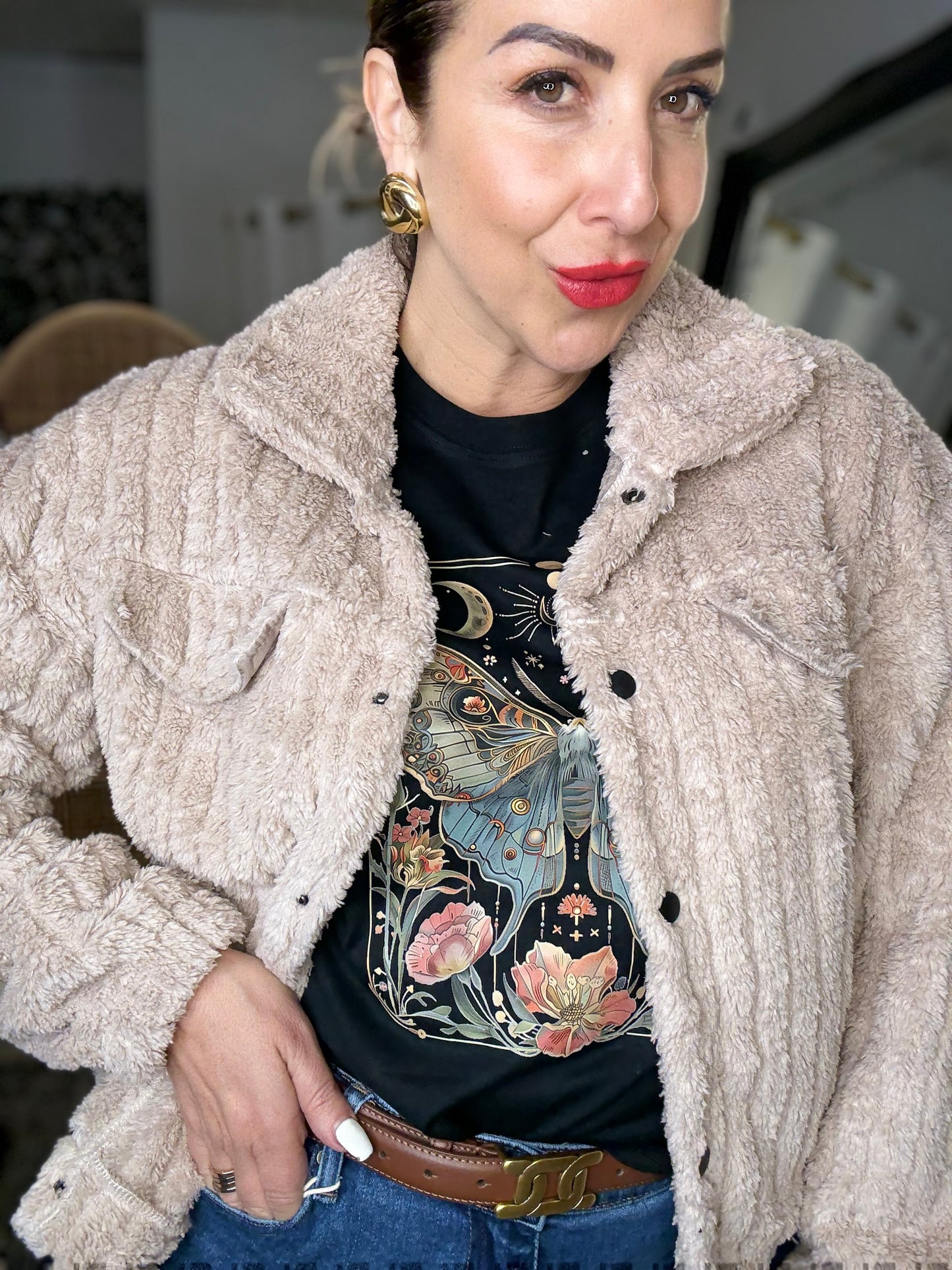 PRE ORDER - TERESA - IVORY fluffy cropped jacket