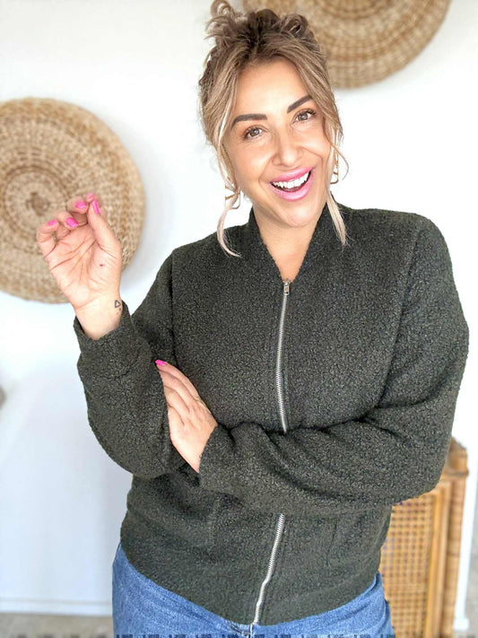 MAYA - KHAKI teddy bomber
