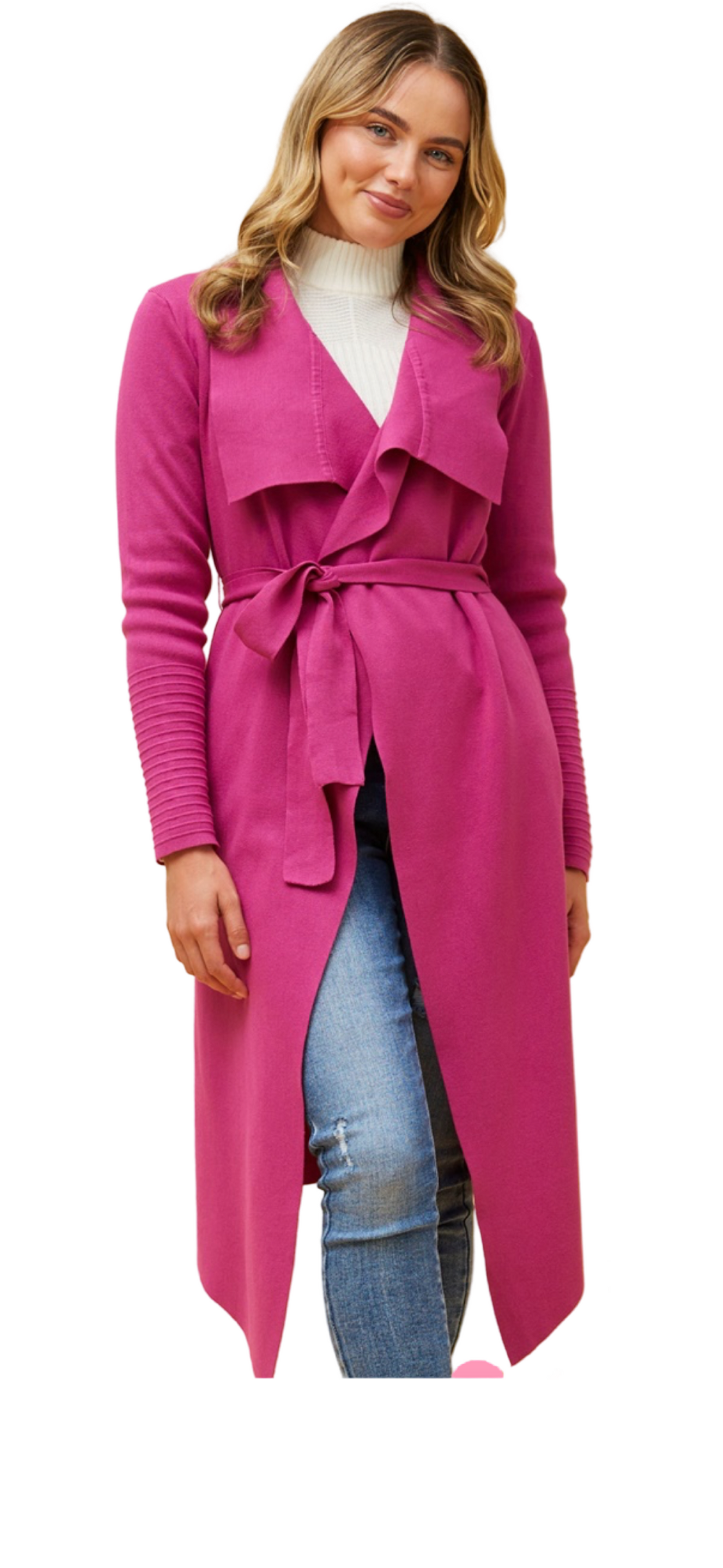 STELLA - FUCHSIA waterfall knit cardigan