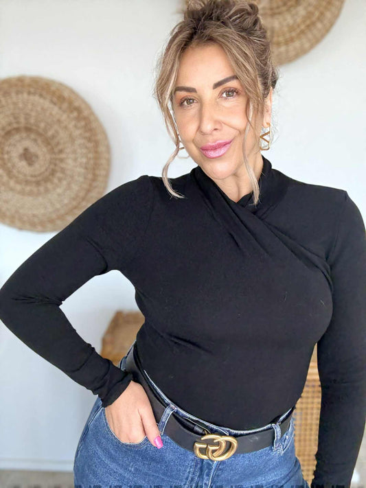 EMMA - BLACK high neck top