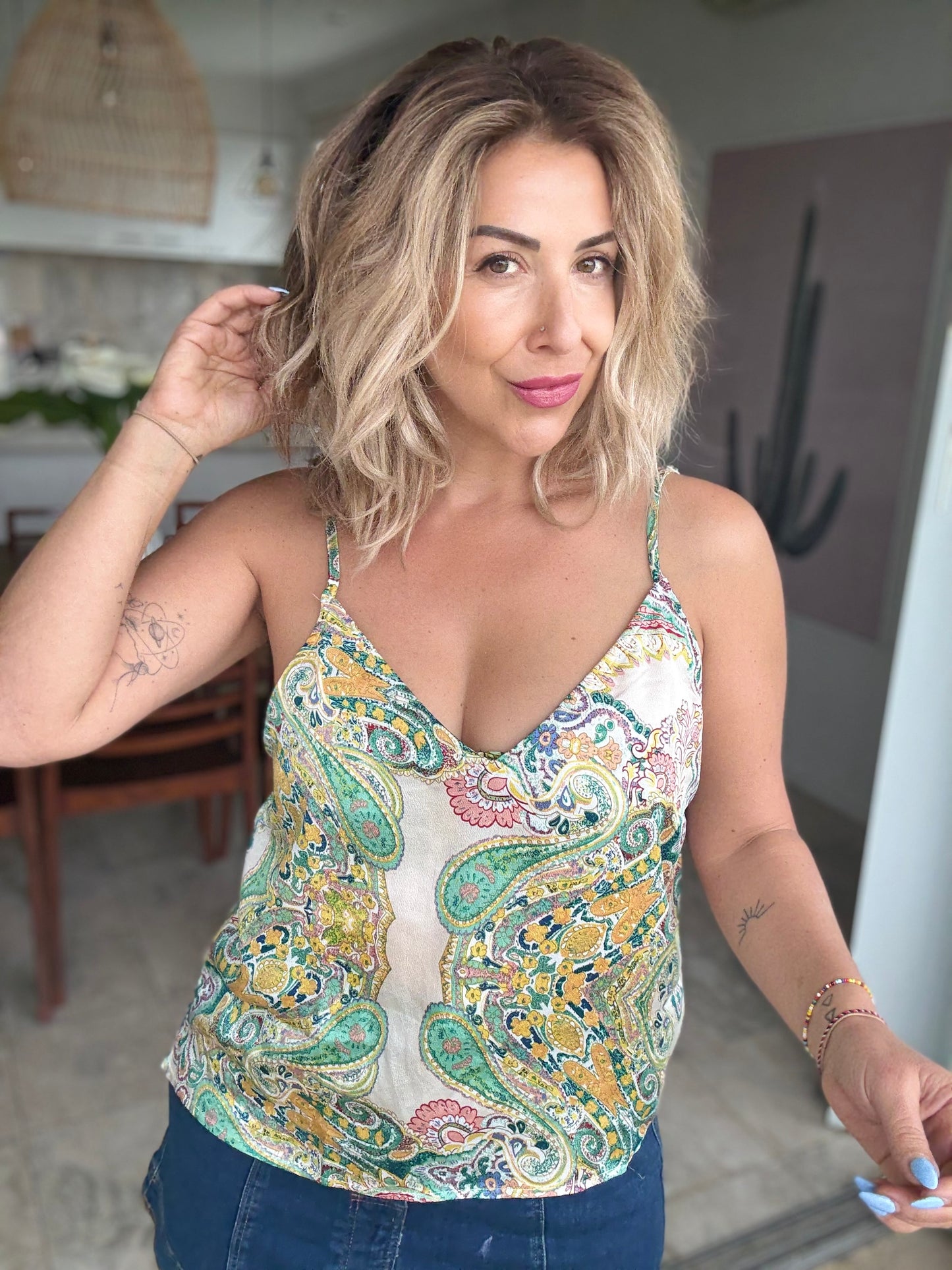 EVA - GREEN with paisley print cami top