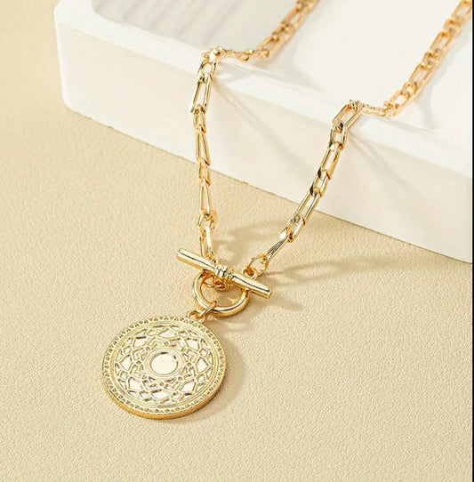 CHELSEA - long gold plated necklace with small diamanté centre