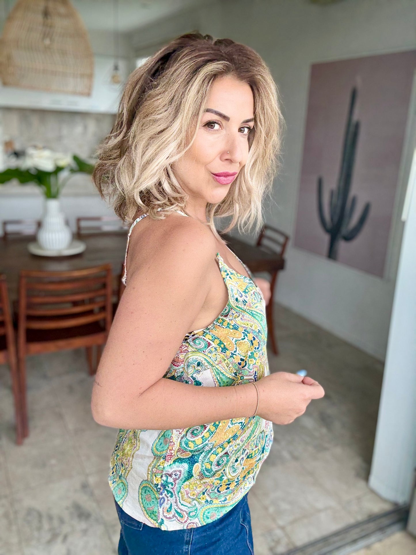 EVA - GREEN with paisley print cami top