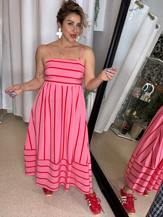CANDY (pre order end of Oct) - PINK / RED STRIPE dress