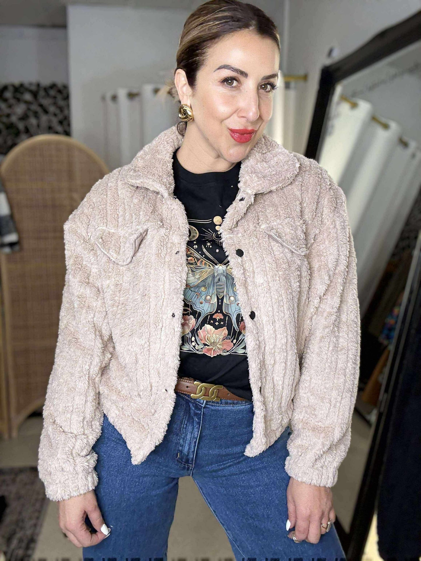 PRE ORDER - TERESA - IVORY fluffy cropped jacket