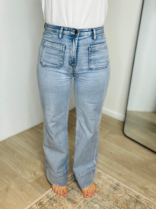 HARVEY wide leg high waisted stretch jean