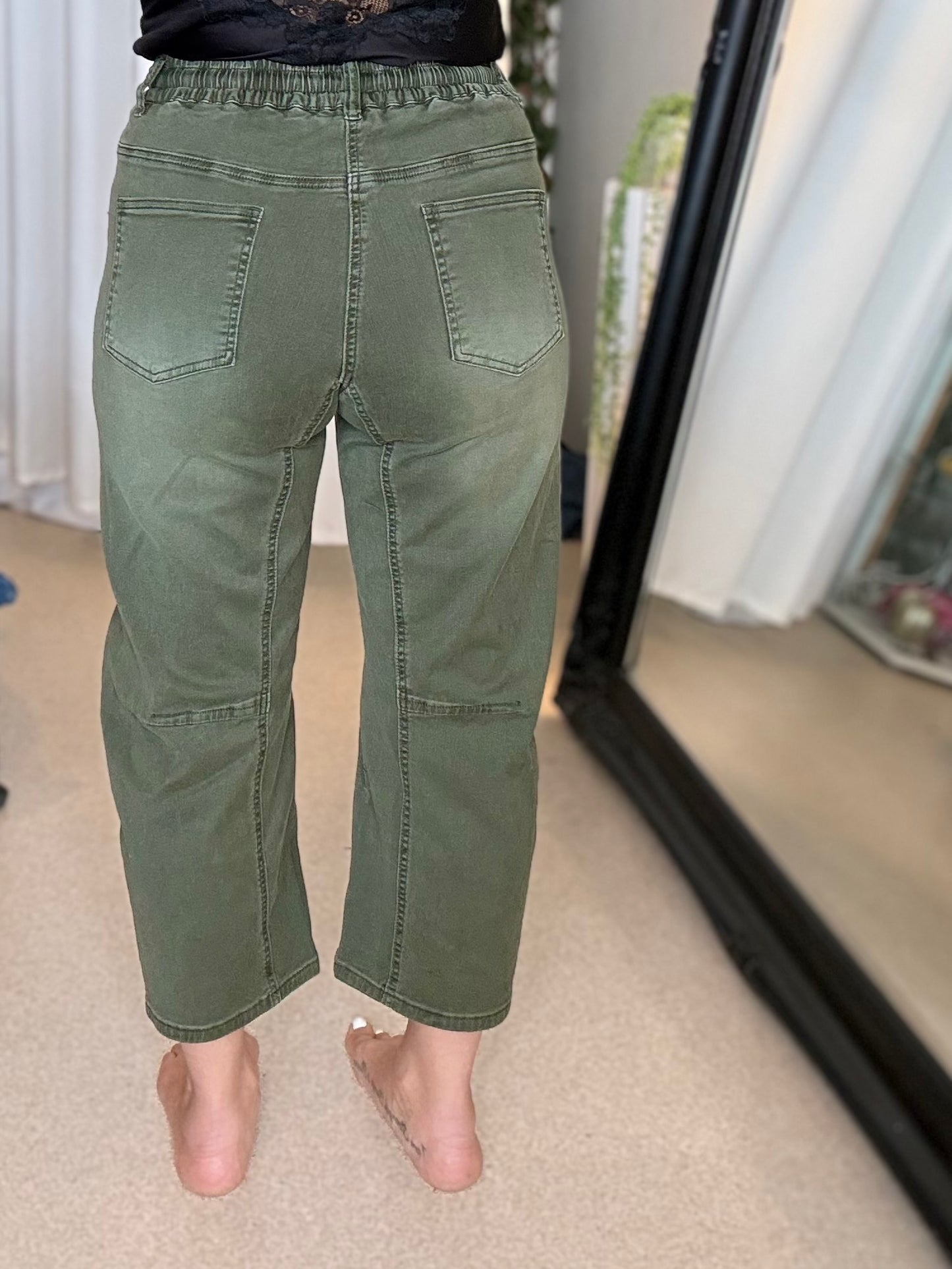 BARREL BABES (PRE ORDER MID NOVEMBER) - KHAKI cropped denim jean