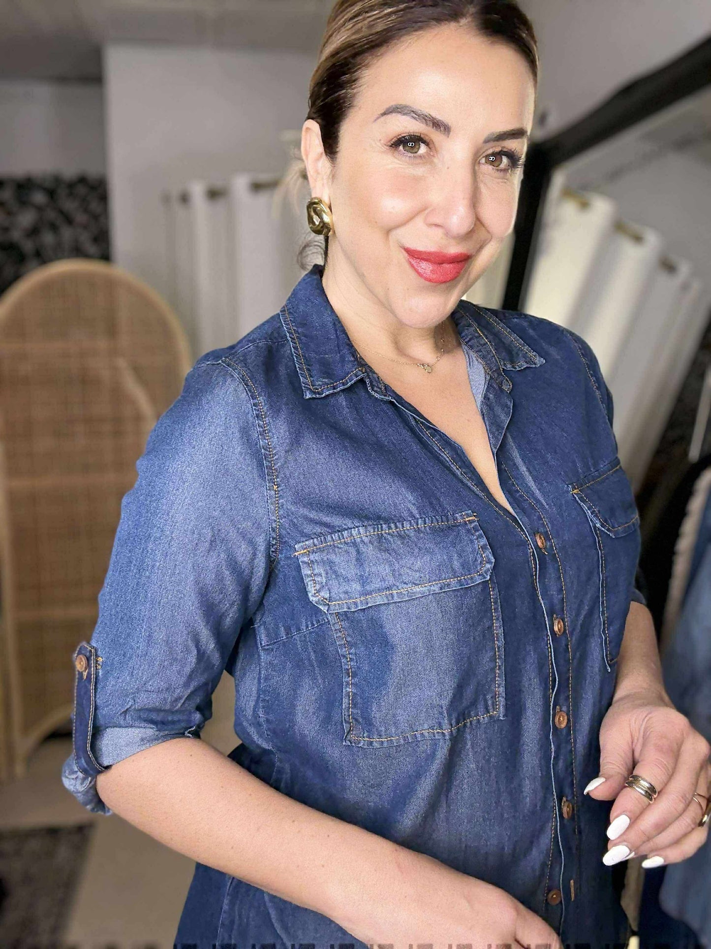 HANNAH - DARK tencel-feel denim shirt