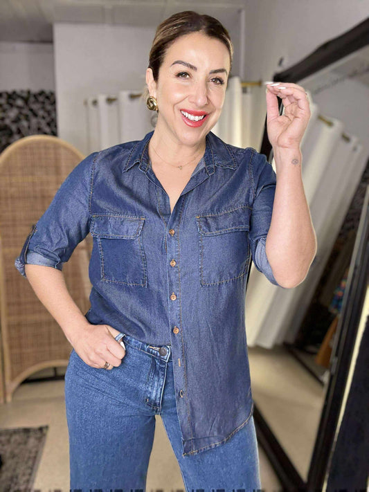 HANNAH - DARK tencel-feel denim shirt