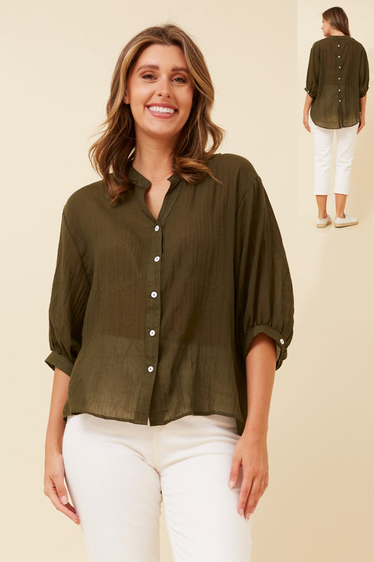 DAWN - OLIVE button up shirt