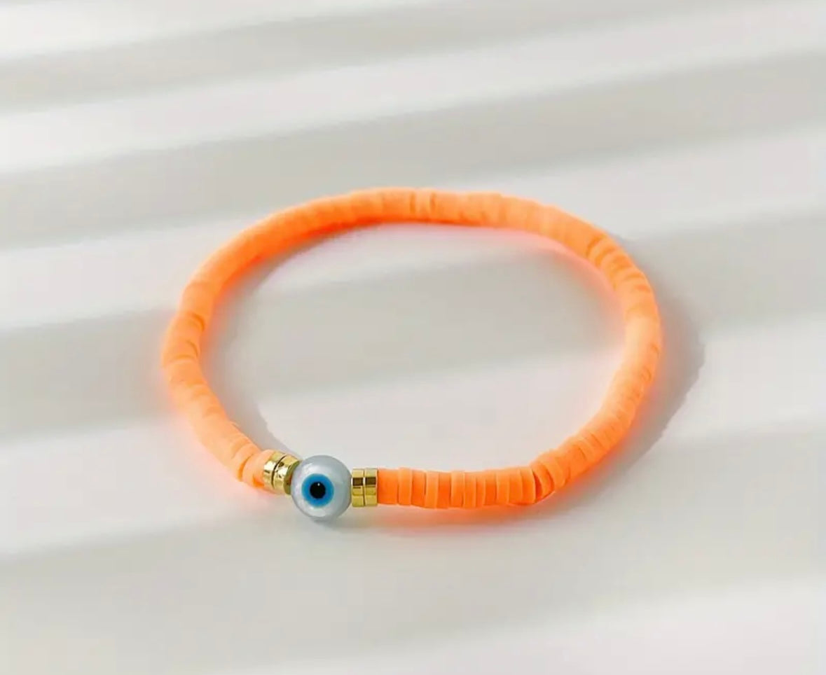 MAEVE - boho beaded  evil eye stretch bracelet