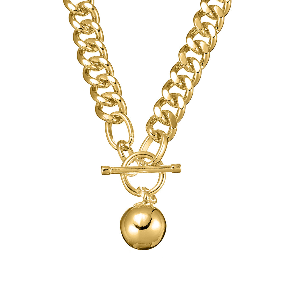 (HENDRIX gold  chunky chain necklace with ball & T bar