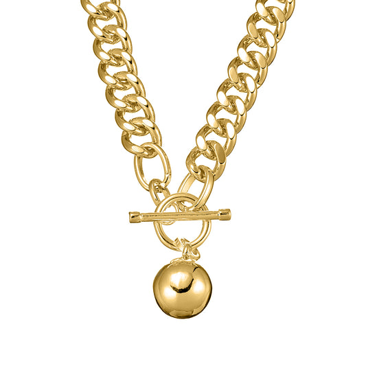 HENDRIX gold  chunky chain necklace with ball & T bar