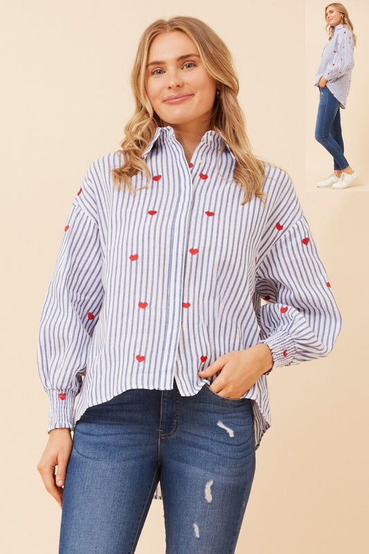 PRE ORDER DUE EARLY NOV- AMORE - STRIPE ❤️ cotton shirt