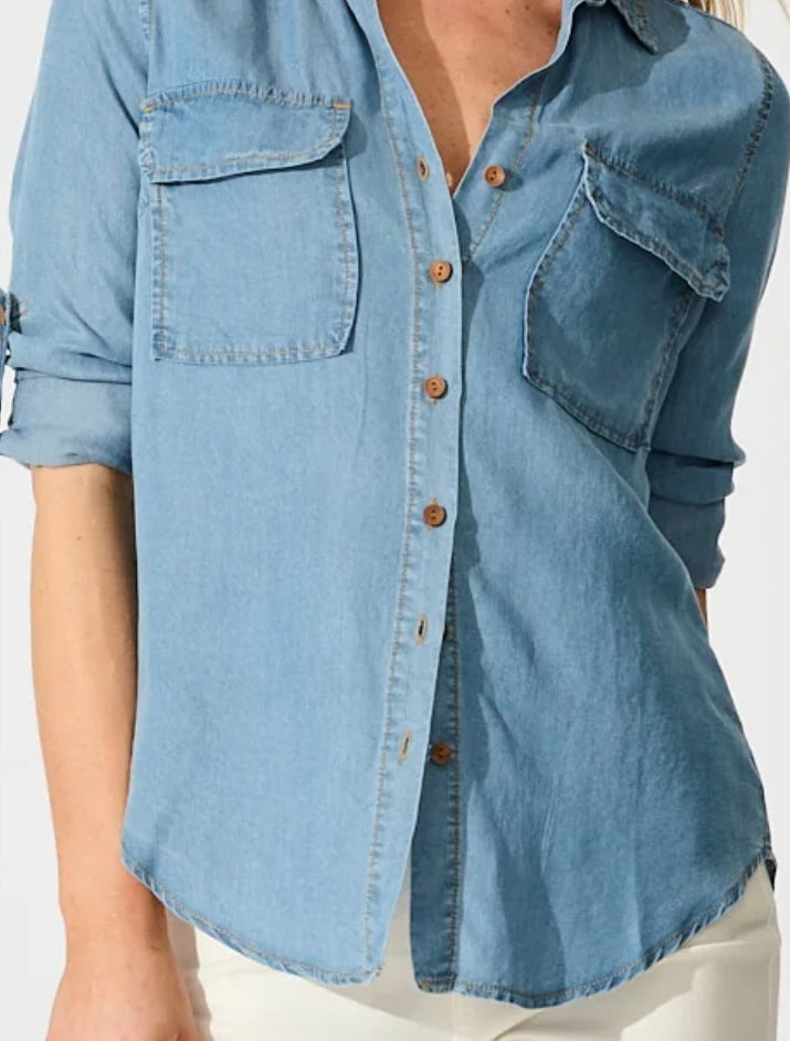 HANNAH - LIGHT tencel-feel denim shirt