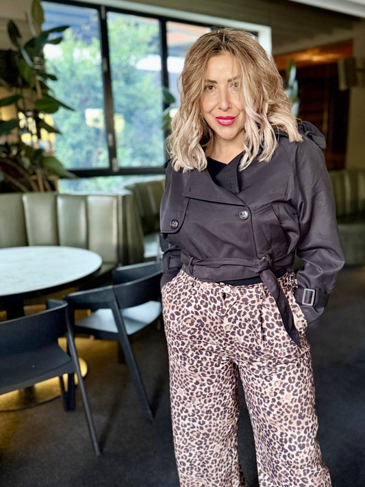 SLOANE - BLACK crop trench coat