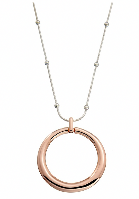 RITA Multi necklace with open circle pendant on a ball detailed chain