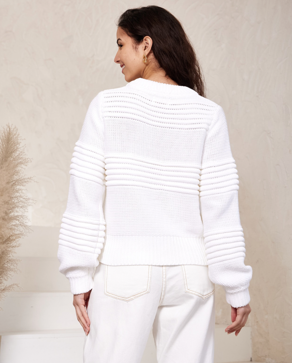 SOPHIA - White Textured Knit