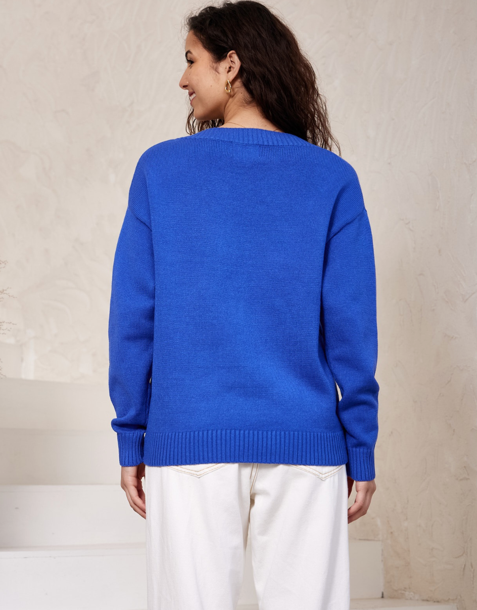 SARA - Cobalt Blue V Neck Knit