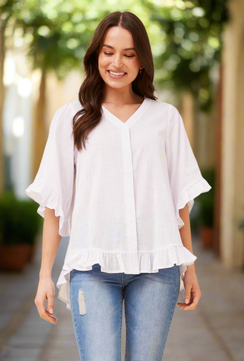 JULIE - White Frill Shirt