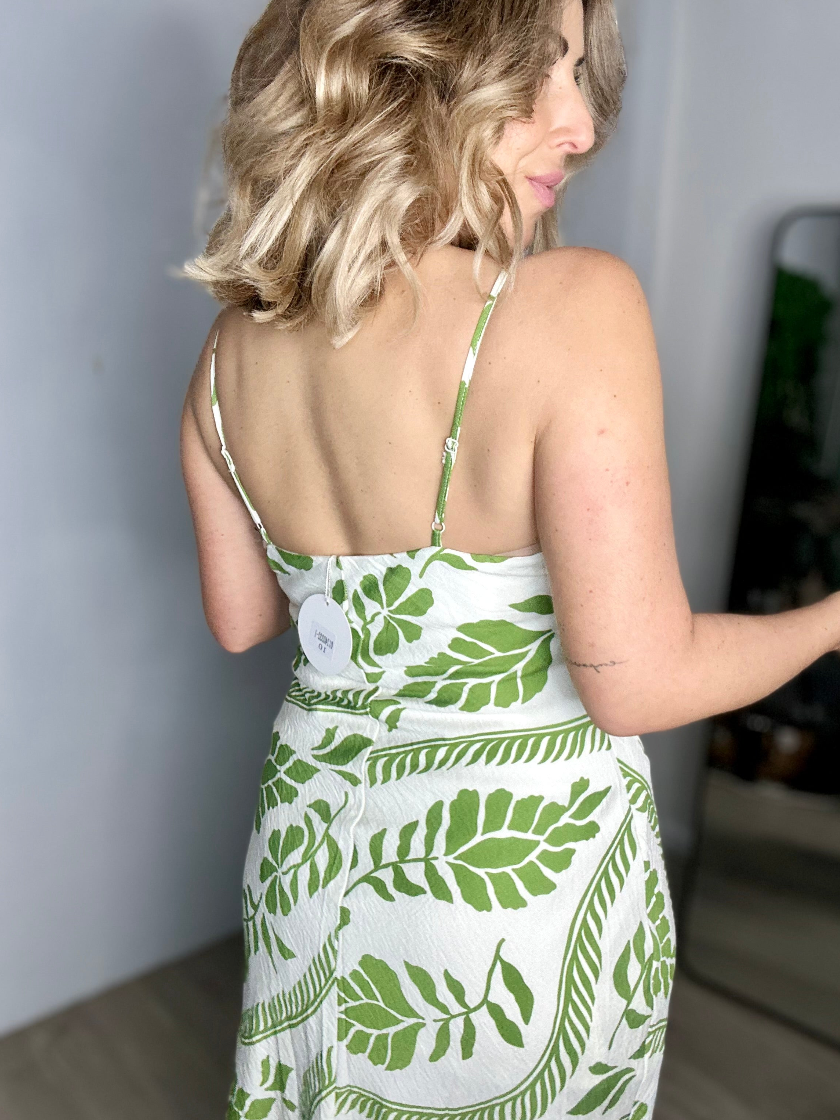 ELENI - Sage Floral Print Slip Dress