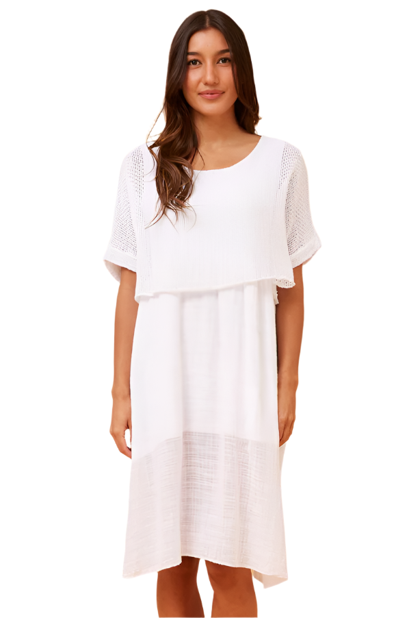 MIMI - White Dress with Mesh Detail